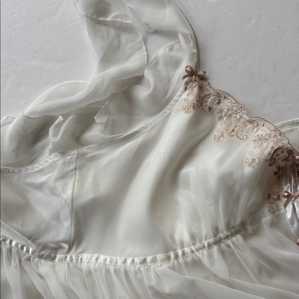 Vintage Y2K Princess Slip Dress White Renaissance Girly 90 L New Fairy Romantic - Picture 15 of 16